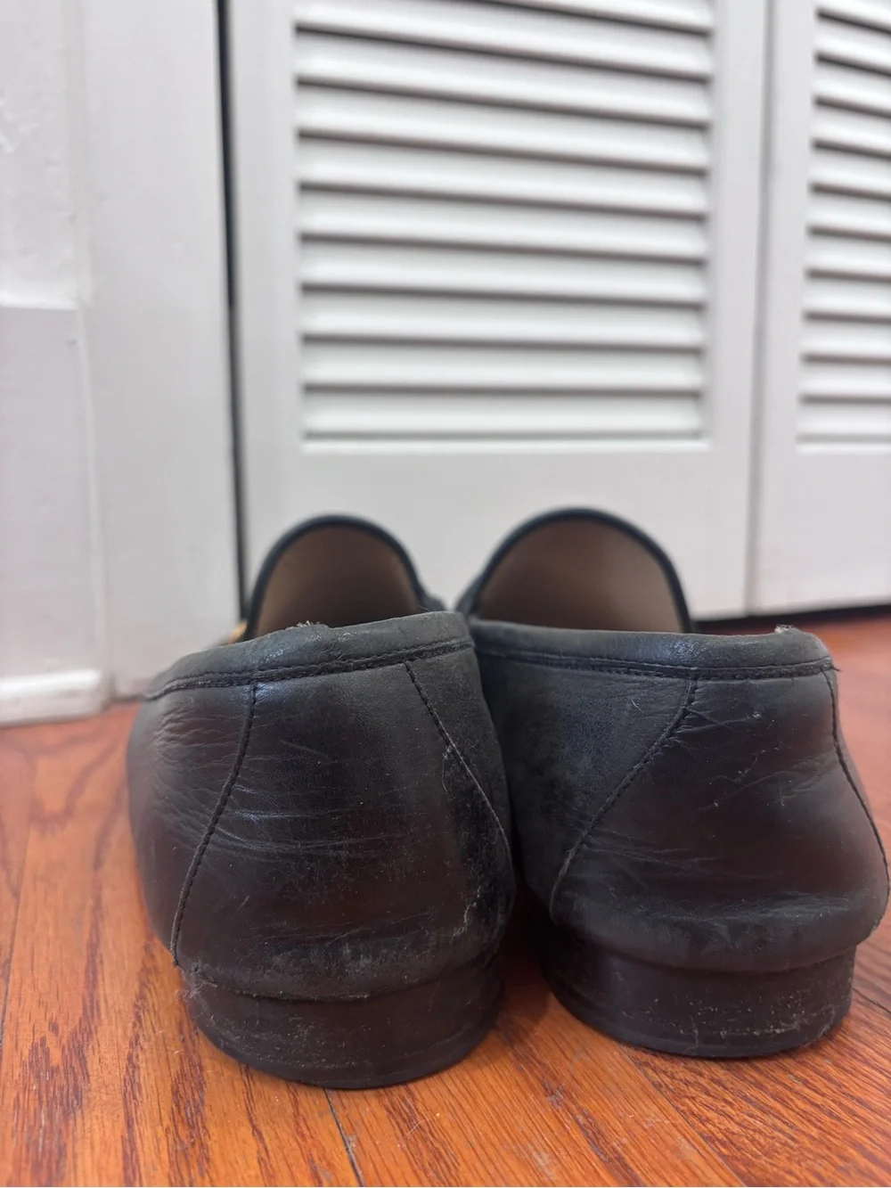 Gucci Black Leather Loafers with Gold Horsebit